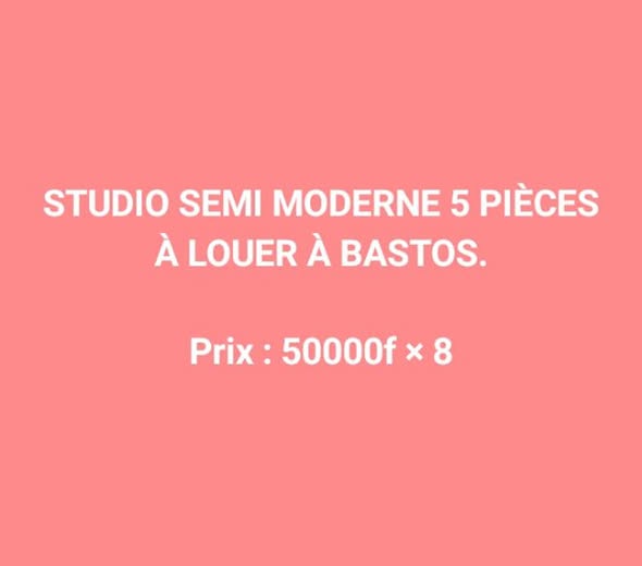 STUDIO SEMI MODERNE À LOUER À BASTOS