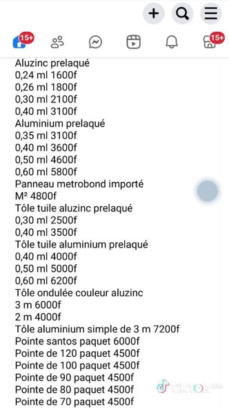 Vente de tôles de haute qualité