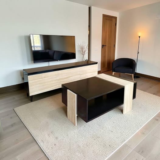 Meuble TV et table basse design laqué noir