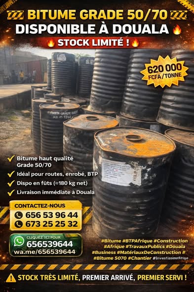 Bitume Grade 50/70 disponible à Douala