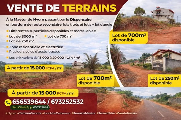 Terrains titrés à vendre à Yaoundé