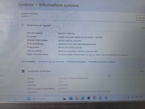 Vente de laptop geo 64go