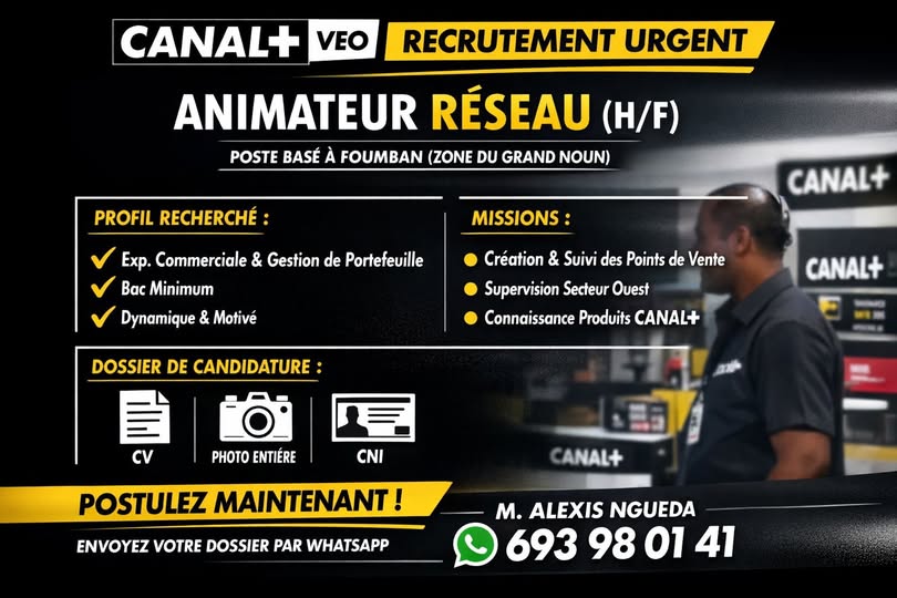Recrutement urgent – Animateur Réseau (H/F) en CDI