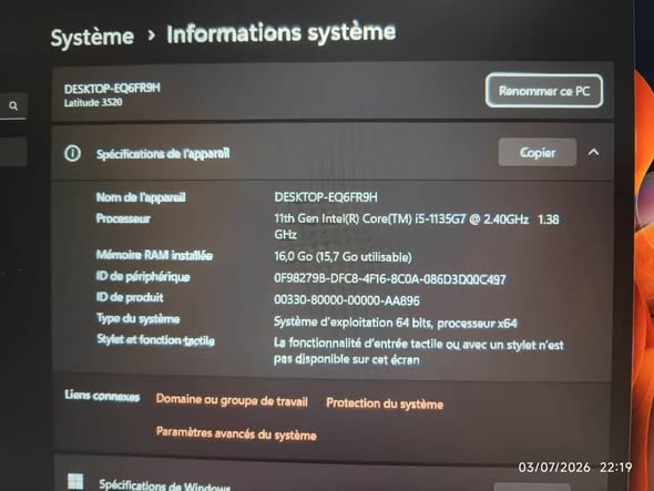 Dell 3520 core i5 11eme génération