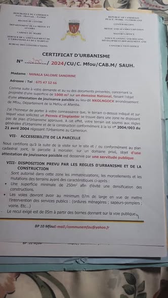 Grande propriété à Odza avec maison intégrée