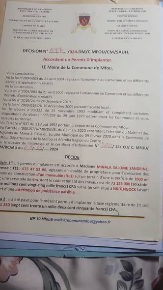 Grande propriété à Odza avec maison intégrée