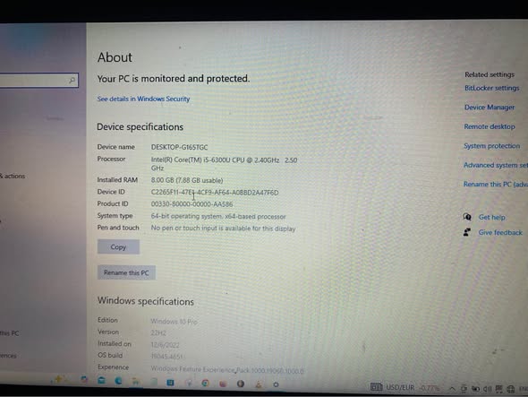 PC specifications for sale