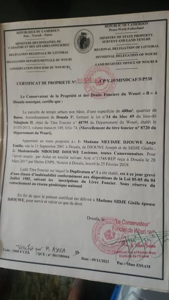 Vente d’un immeuble R+3 non achevé à Douala PK12