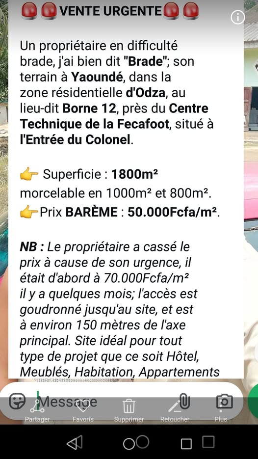 Vente rapide de terrain à Yaoundé