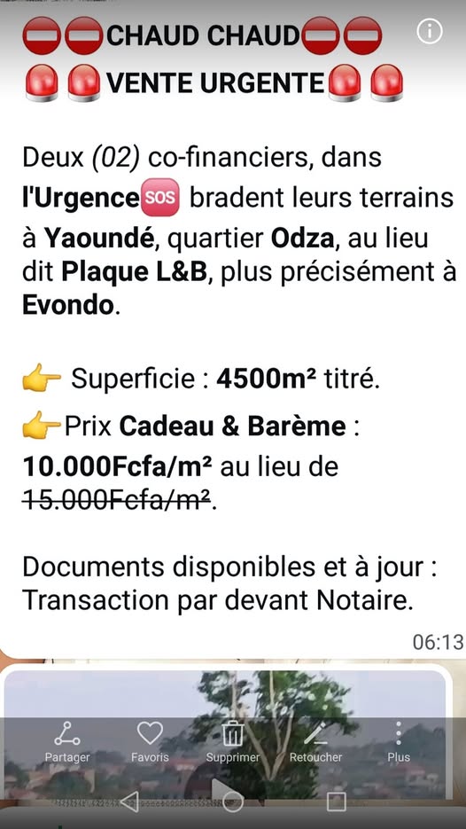 Terrain titré à vendre à Yaoundé