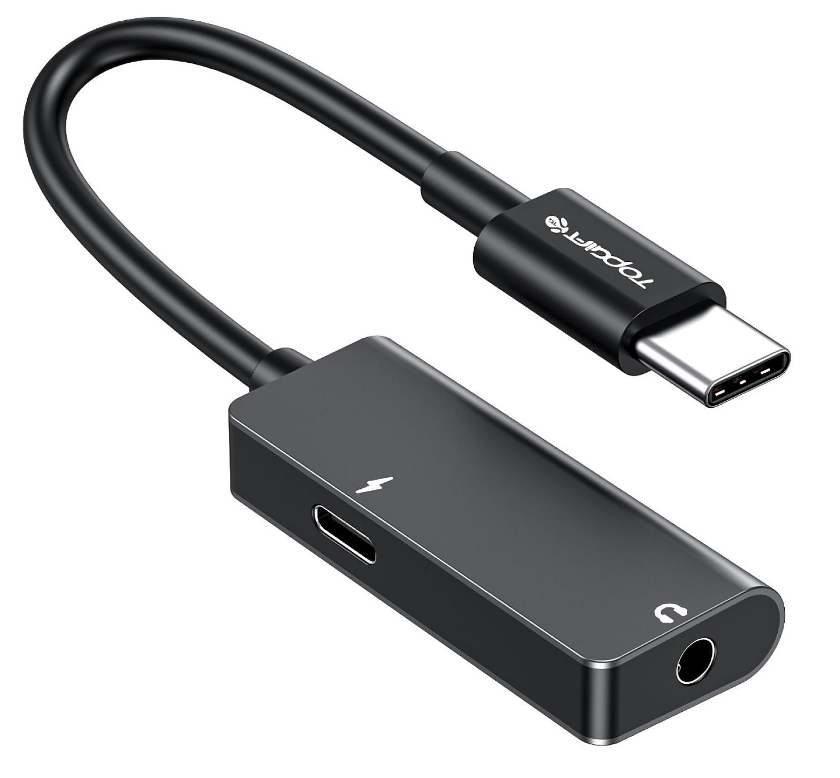 WYEFLOW USB-C to 3.5mm & USB-C Female Port Adapter view 1