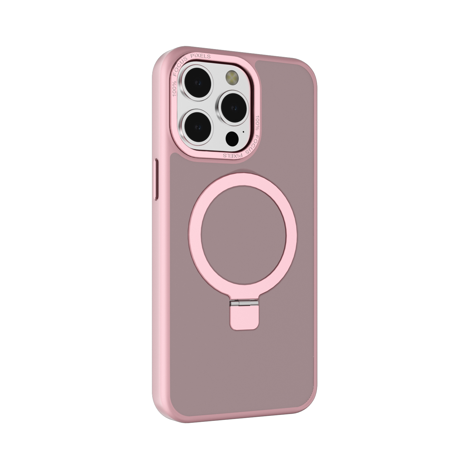 iPhone 14 Pro Max Metal Magsafe With Back Stand Case- See Through