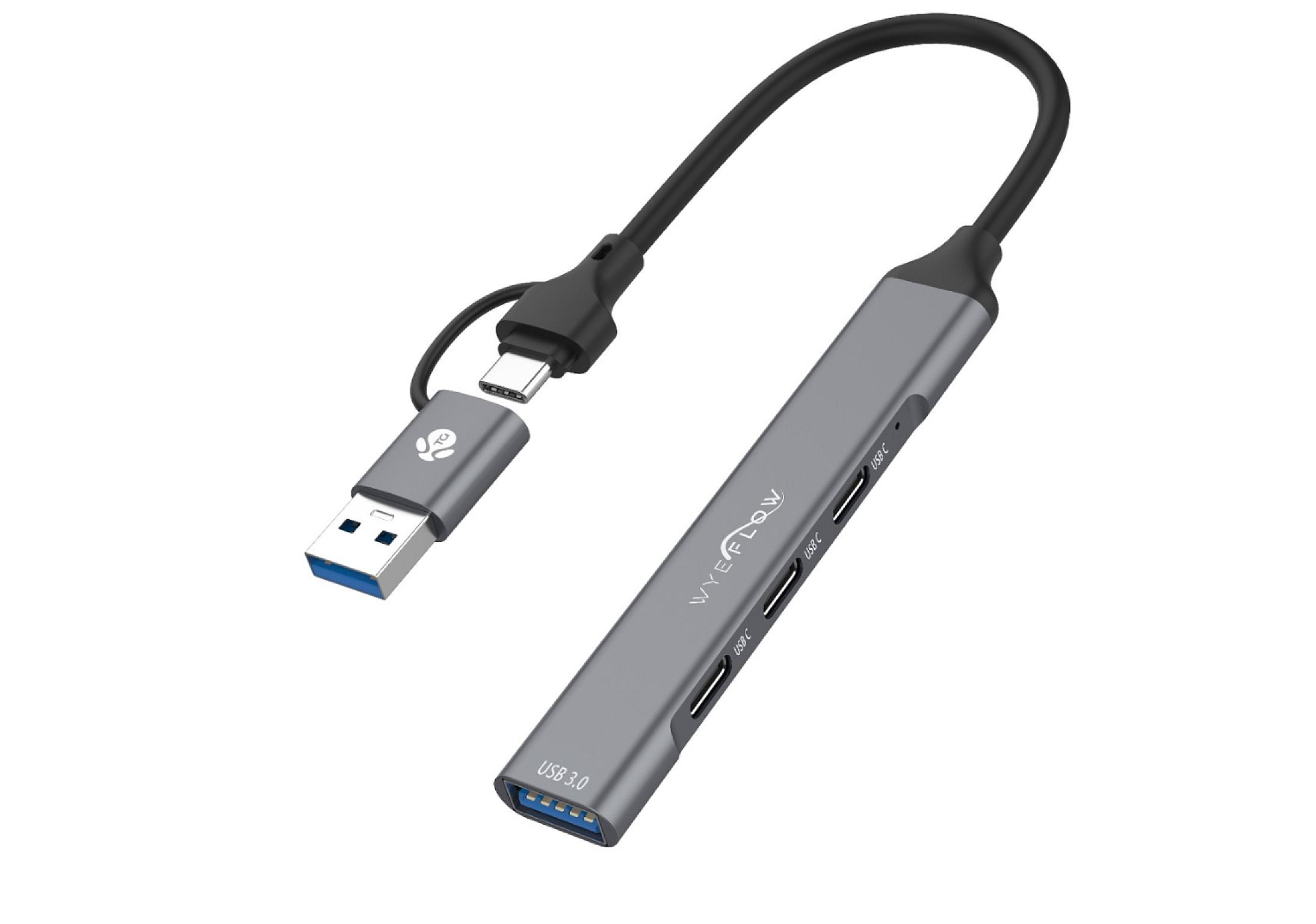 WYEFLOW 3 x Multi USB-C & 1 x USB 3.0 (5 Gbps) Ultra Fast Hub with 2-In-1 Connectors (A+C)  10 Times Faster than USB 2.0 view 1