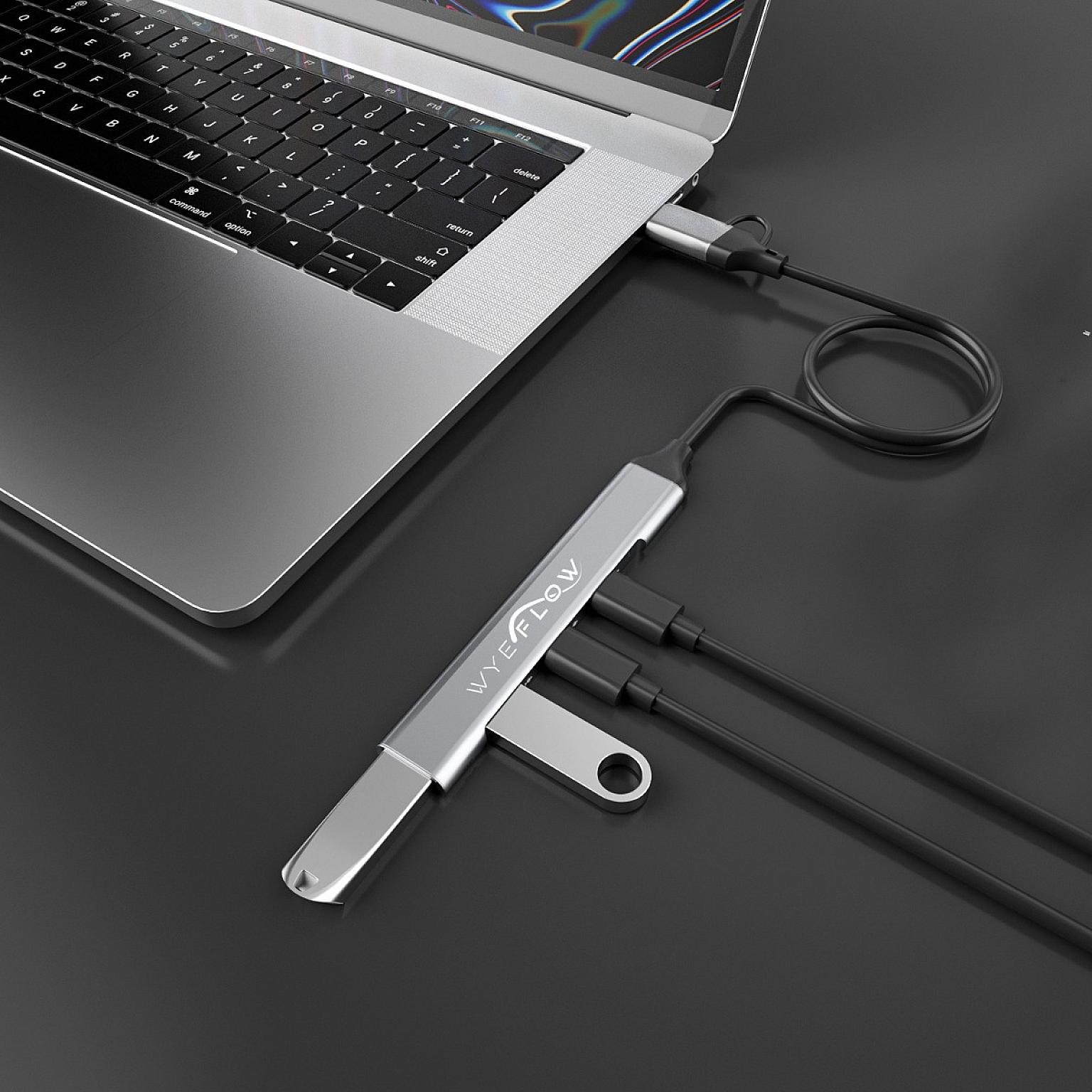 WYEFLOW 3 x Multi USB-C & 1 x USB 3.0 (5 Gbps) Ultra Fast Hub with 2-In-1 Connectors (A+C)  10 Times Faster than USB 2.0 view 2