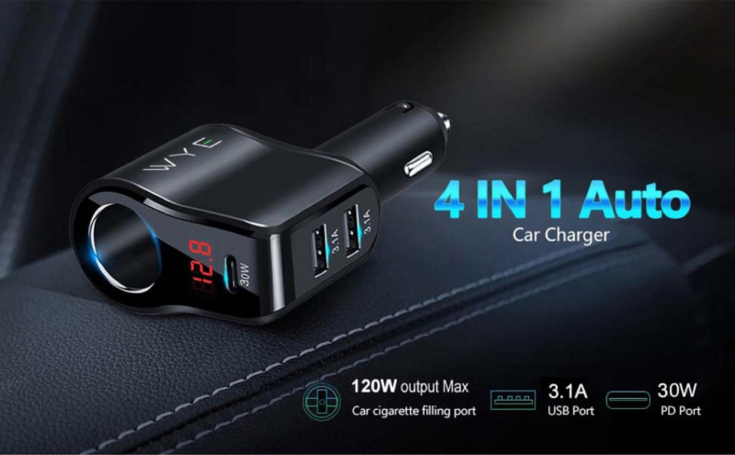 200W (Max) Multi USB and Socket Expansion In-Car Charger view 2