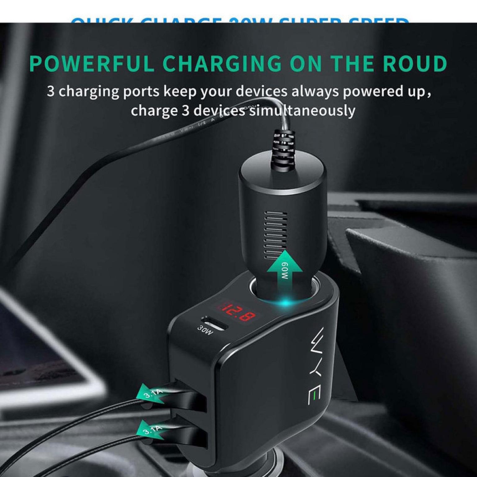 200W (Max) Multi USB and Socket Expansion In-Car Charger view 4