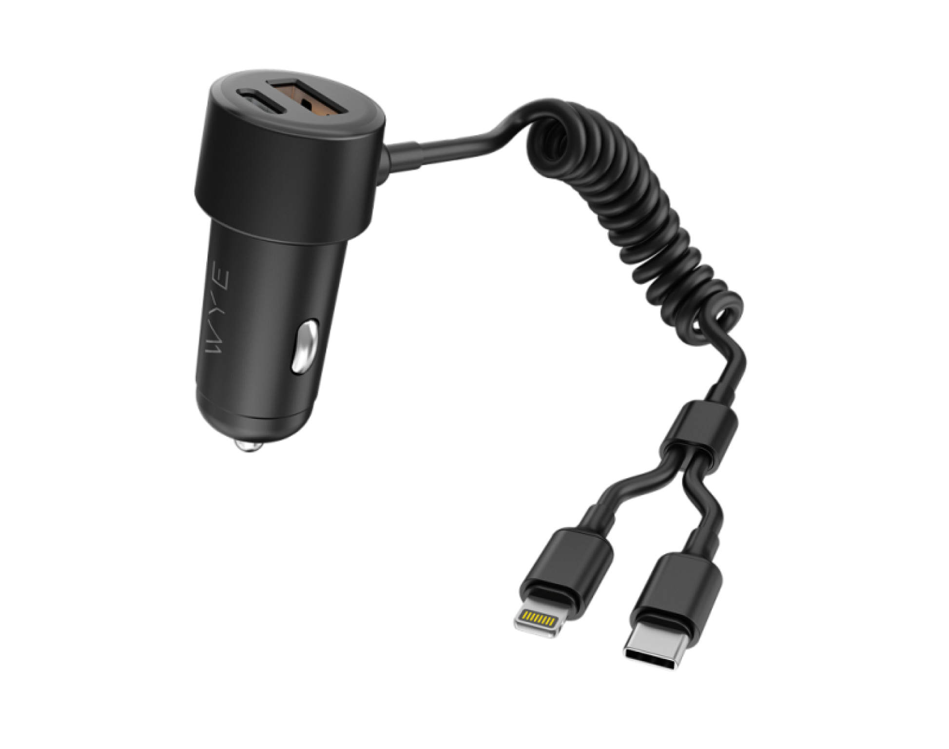 60W Dual-Port In-Car Charger With USEB-C & 8-Pin Built-in Cables view 4