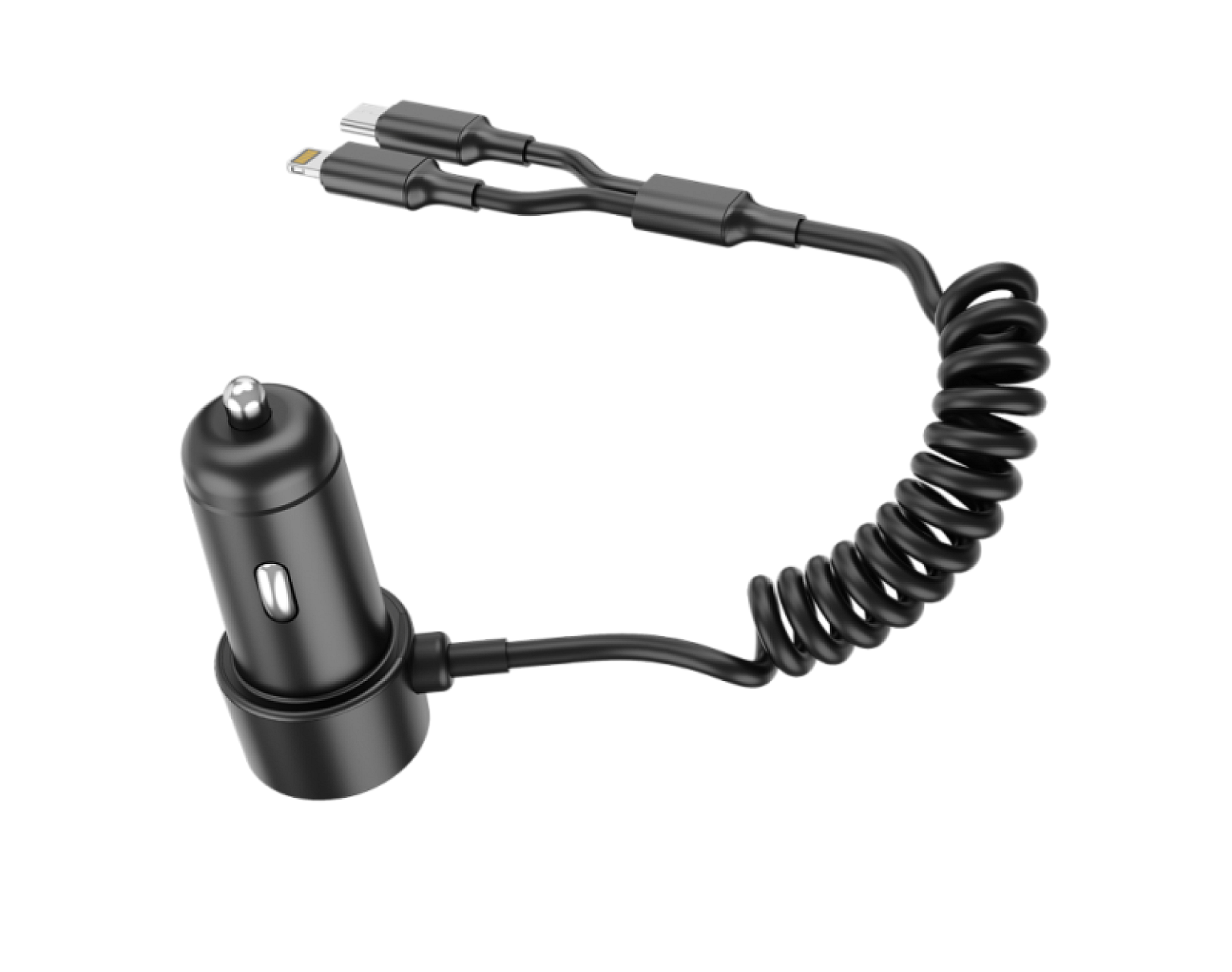 60W Dual-Port In-Car Charger With USEB-C & 8-Pin Built-in Cables view 5