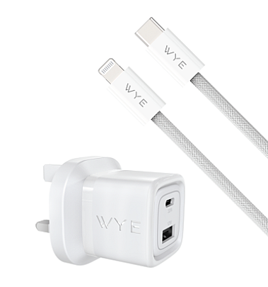 32W Dual Port USB-C & USB-A Charging Kit With USB-C to 8-Pin Cable (Gan III)