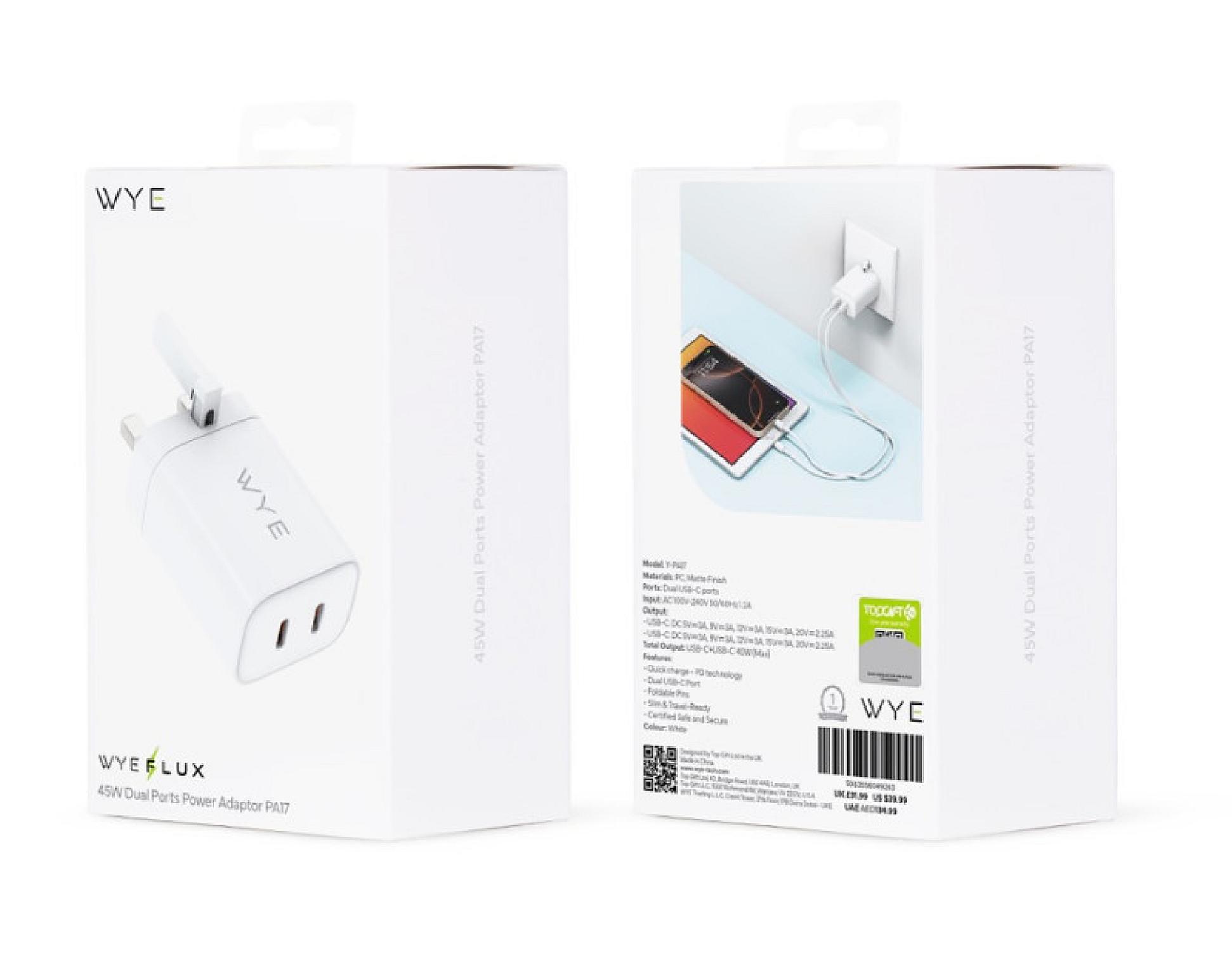 WYE 45W Dual Ports Power Adaptor PA17 view 3