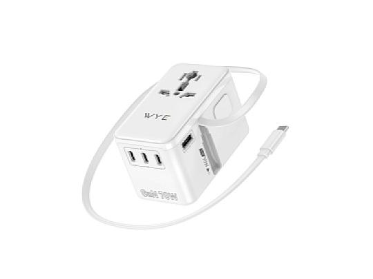 TA15 70W Any Port Universal Travel Adapter with Retractable Cable