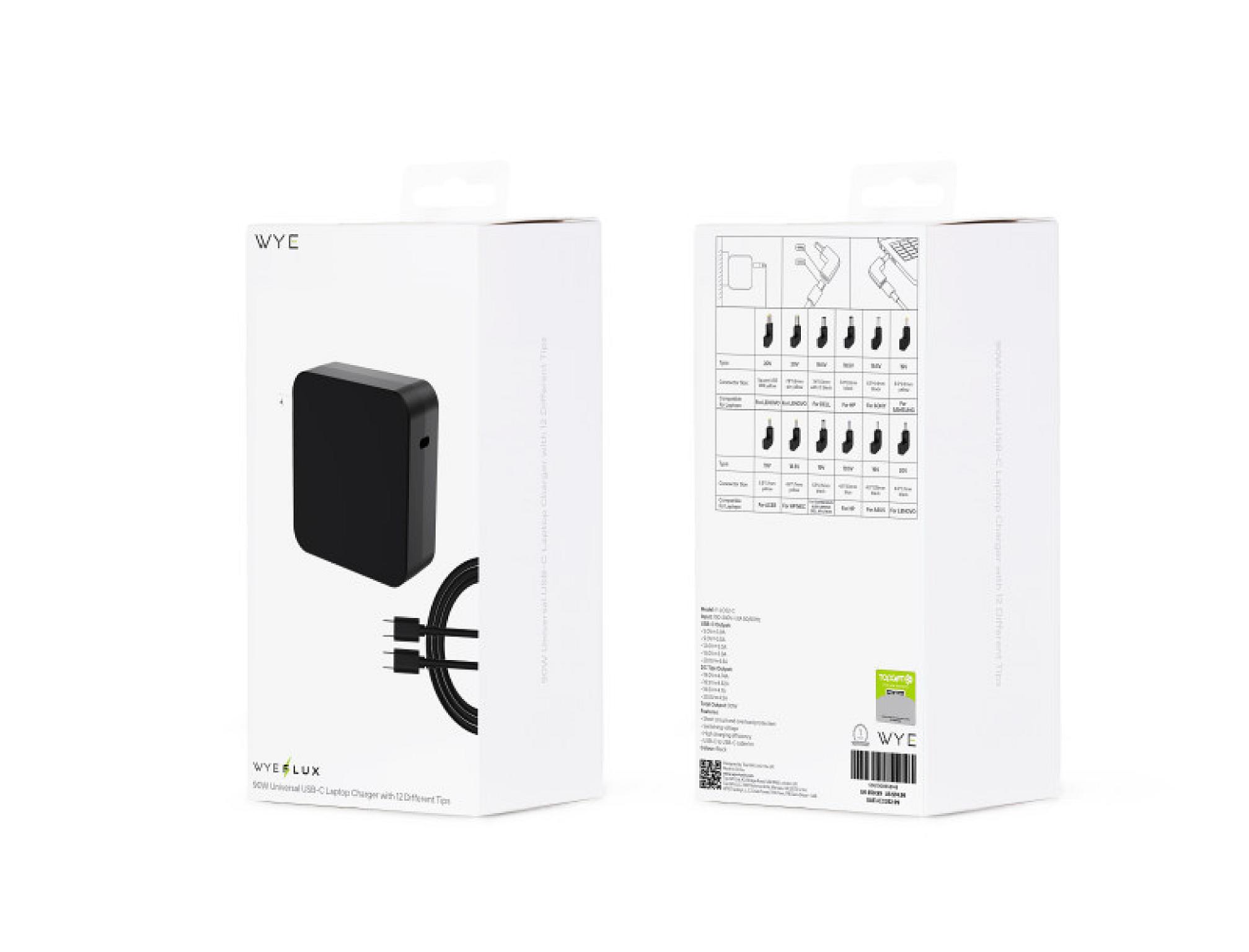 WYE 90W Universal USB-C Laptop Charger with 12 Different Tips view 3