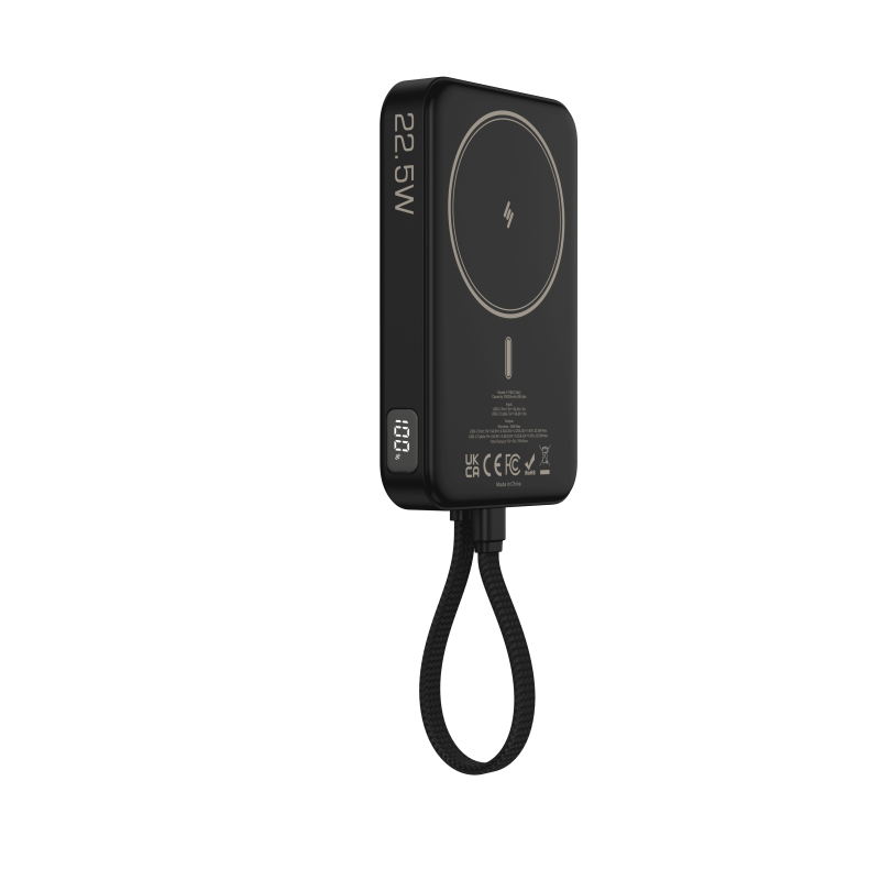 10K Magnetic Power Bank With Build -in USB-C Cable