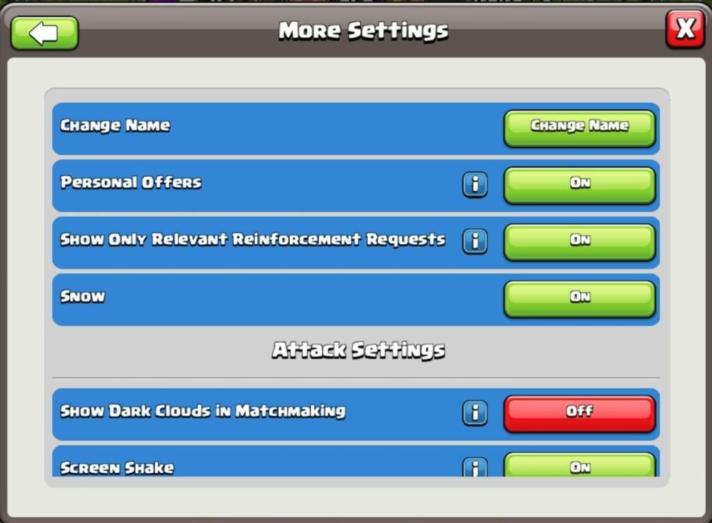 Change name settings in CoC