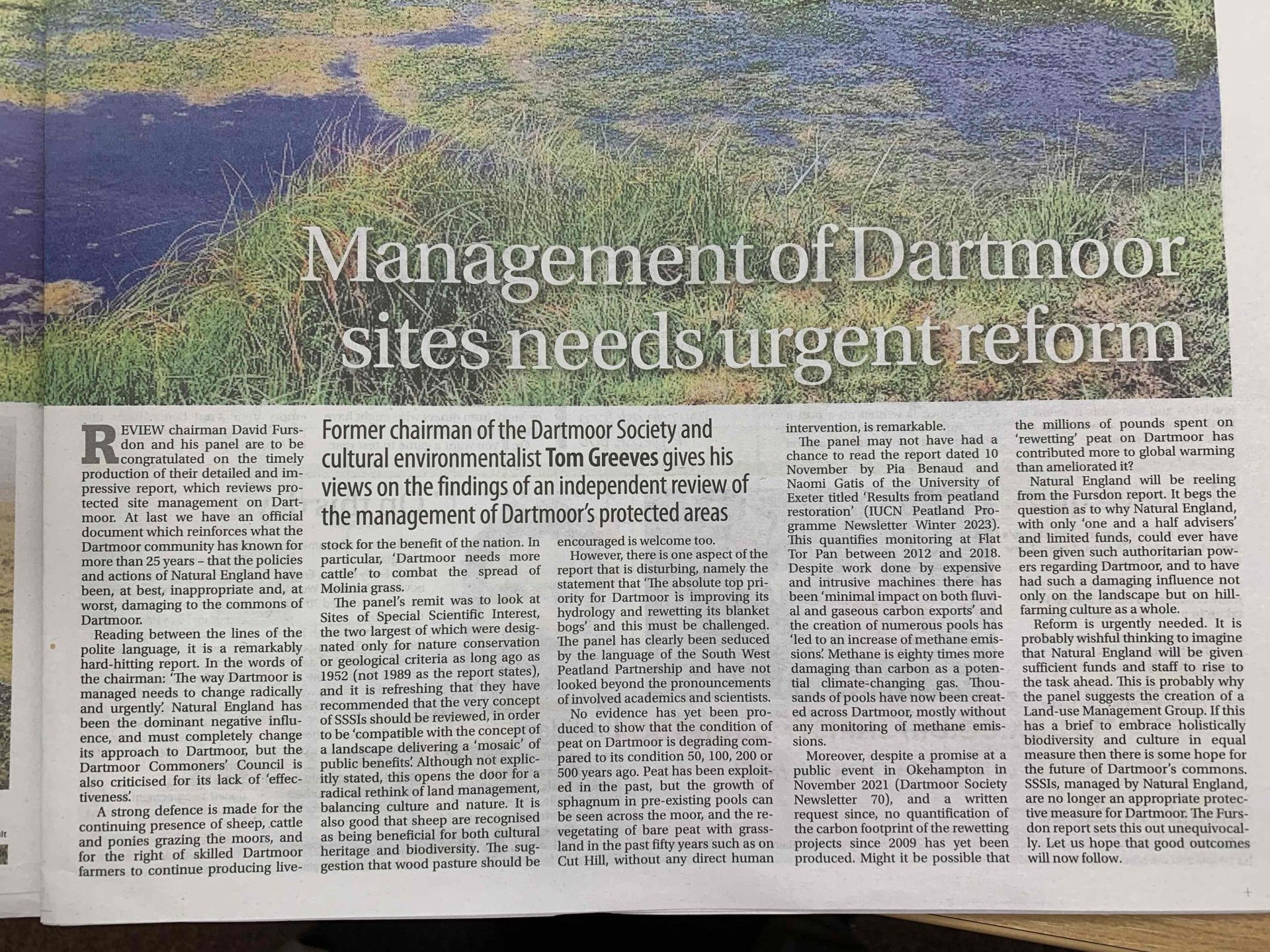 Management of Dartmoor Needs Urgent Reform.  Tom Greeves WMN 19 September 2023