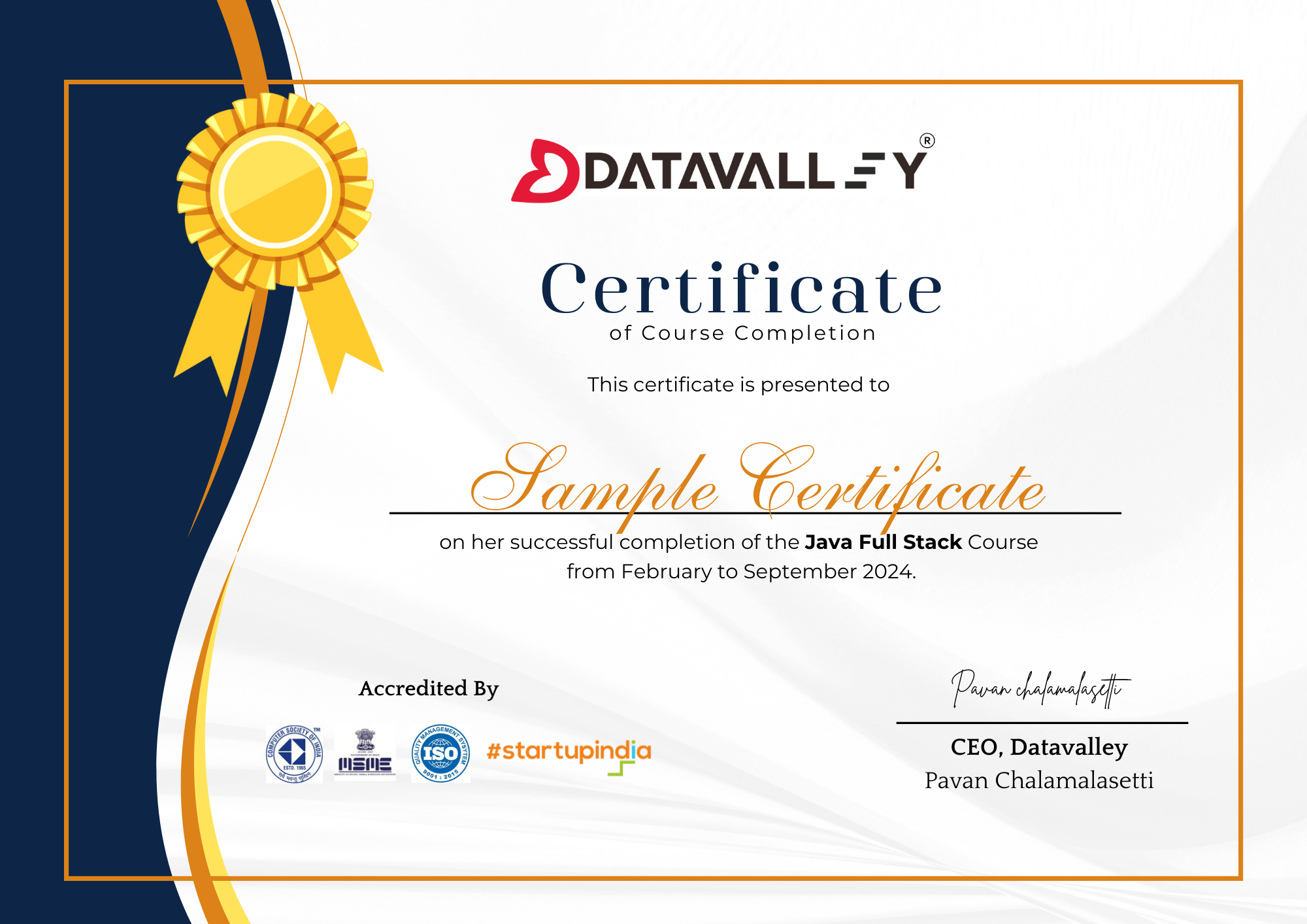 Datavalley Certificate