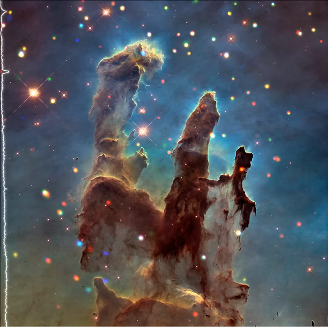 Hubble image of Eagle Nebula Pillars with superimposed graph.