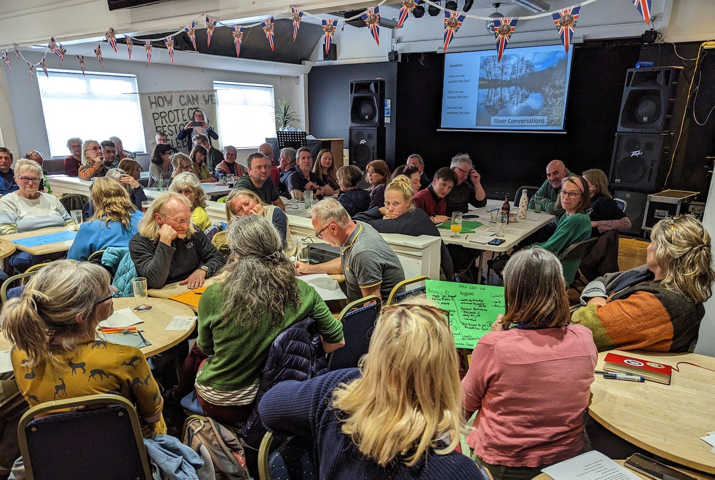 Exmouth volunteer at one of three Friends of the River Exe launch events (April 23)