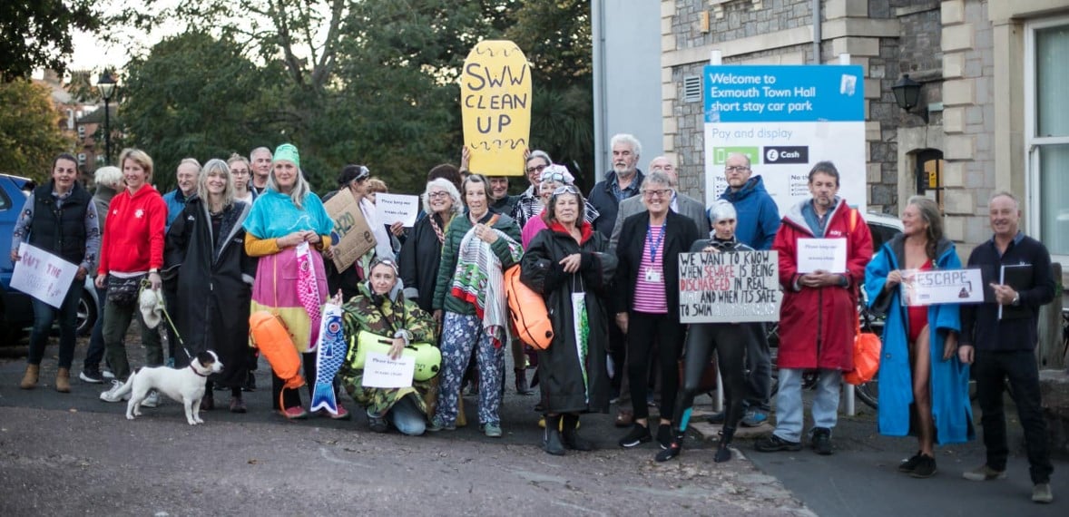 End Sewage Convoys and Poollution Exmouth joined Friends of the Earth, Transition Exmouth and local swimmers at Exmouth Town Council meeting with SWW Iain Vosper (Oct 22)