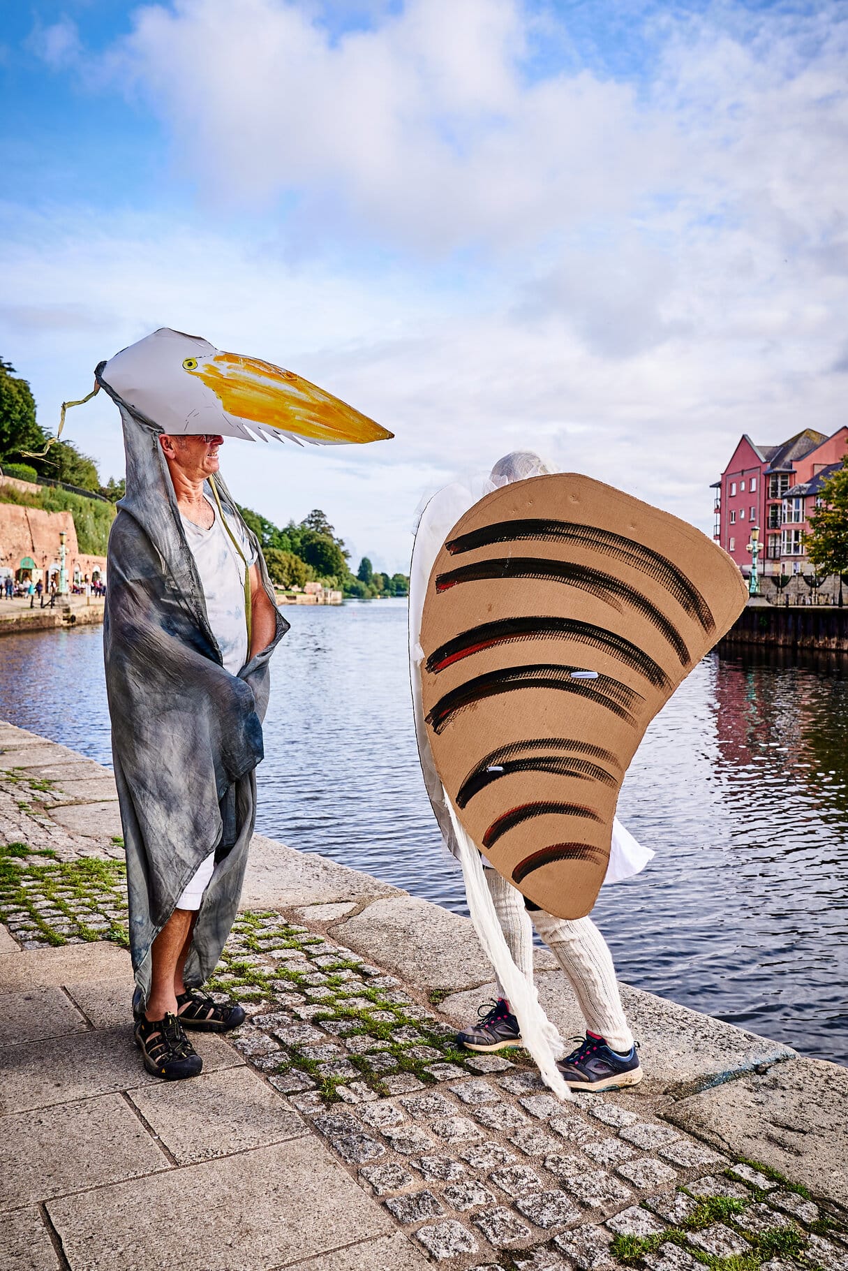 Heron and Pacific Oyster on Exeter Quay after Assembly. Photo Harrison Wood