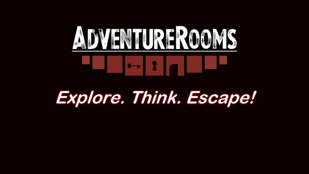 Adventure Rooms logo with the text 'Explore. Think. Escape!'