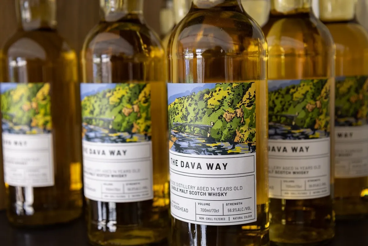 Bottles of The Dava Way single malt Scotch whisky.