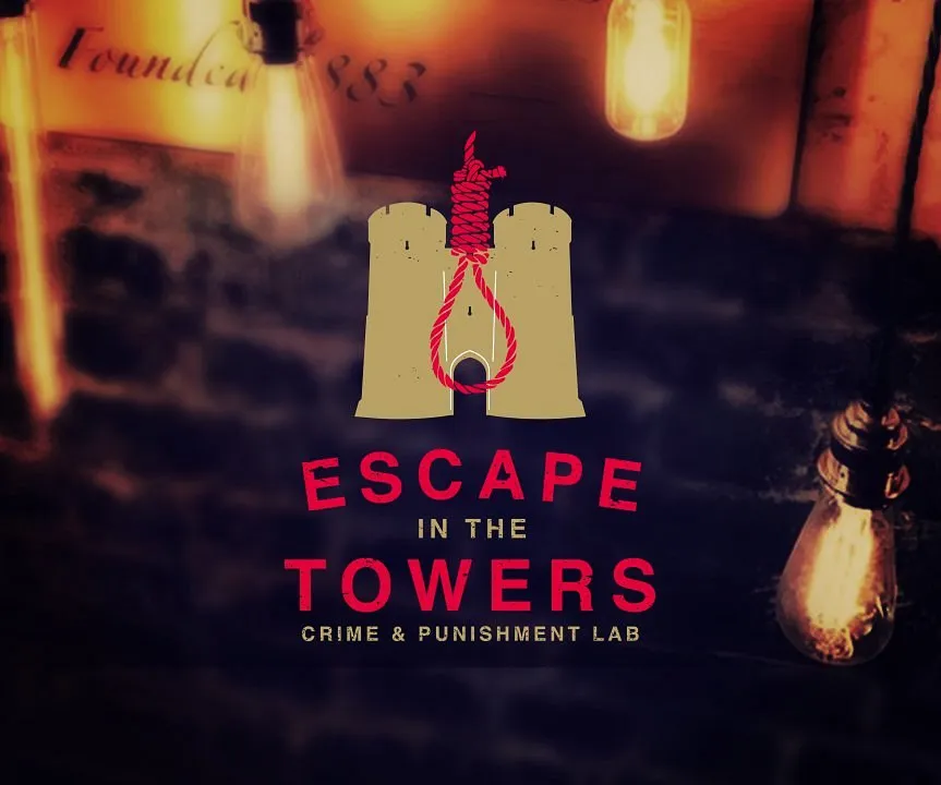 Logo for Escape in the Towers with light bulbs.