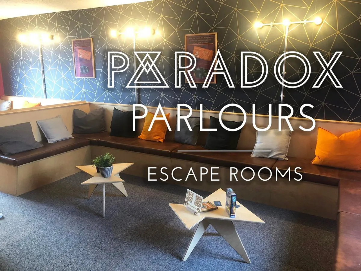 Lounge area of Paradox Parlours Escape Rooms