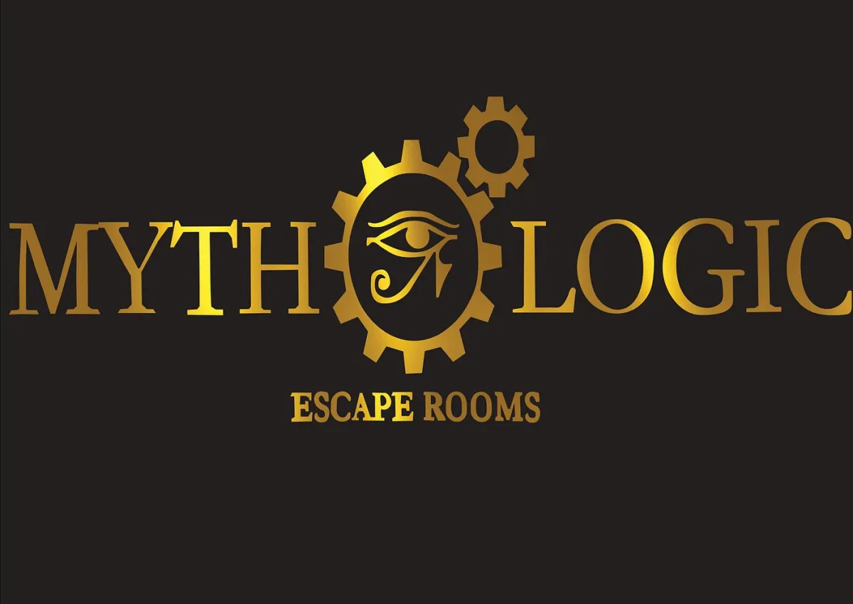 Myth Logic Escape Rooms logo with gears and eye symbol