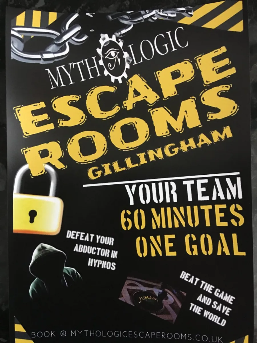 Poster for Mythologic Escape Rooms in Gillingham.
