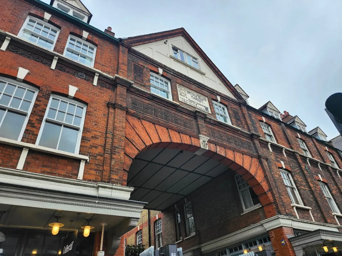 Historic brick building with arched entrance