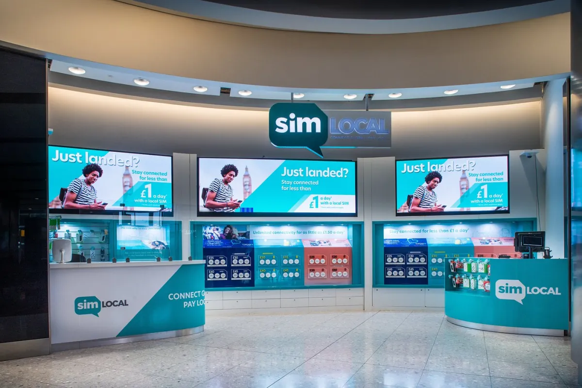 SIM card store with promotional displays