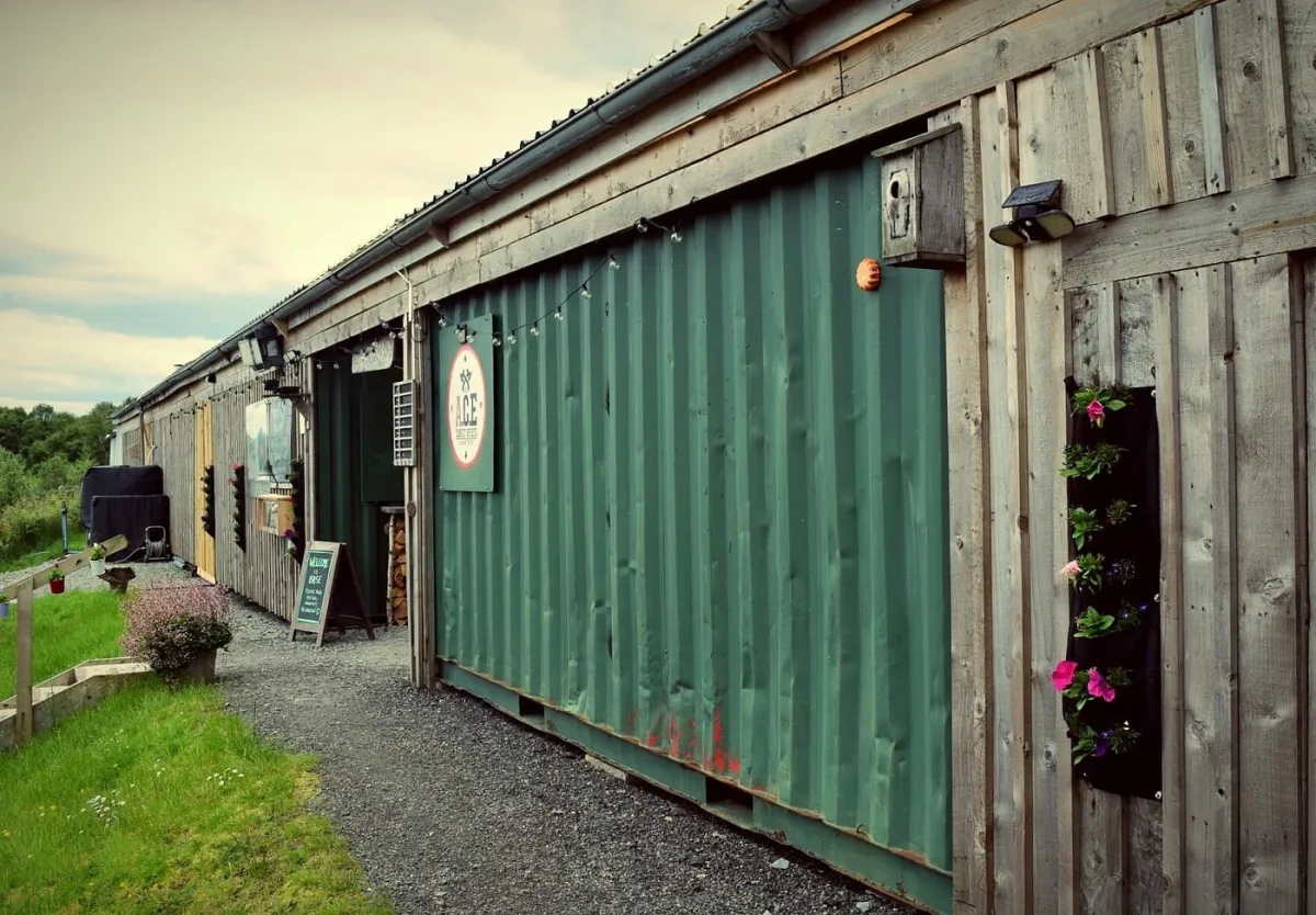 Rustic building with wooden and metal siding