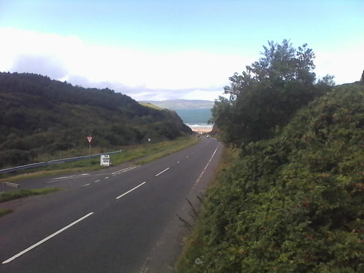 Scenic road with greenery and distant sea view
