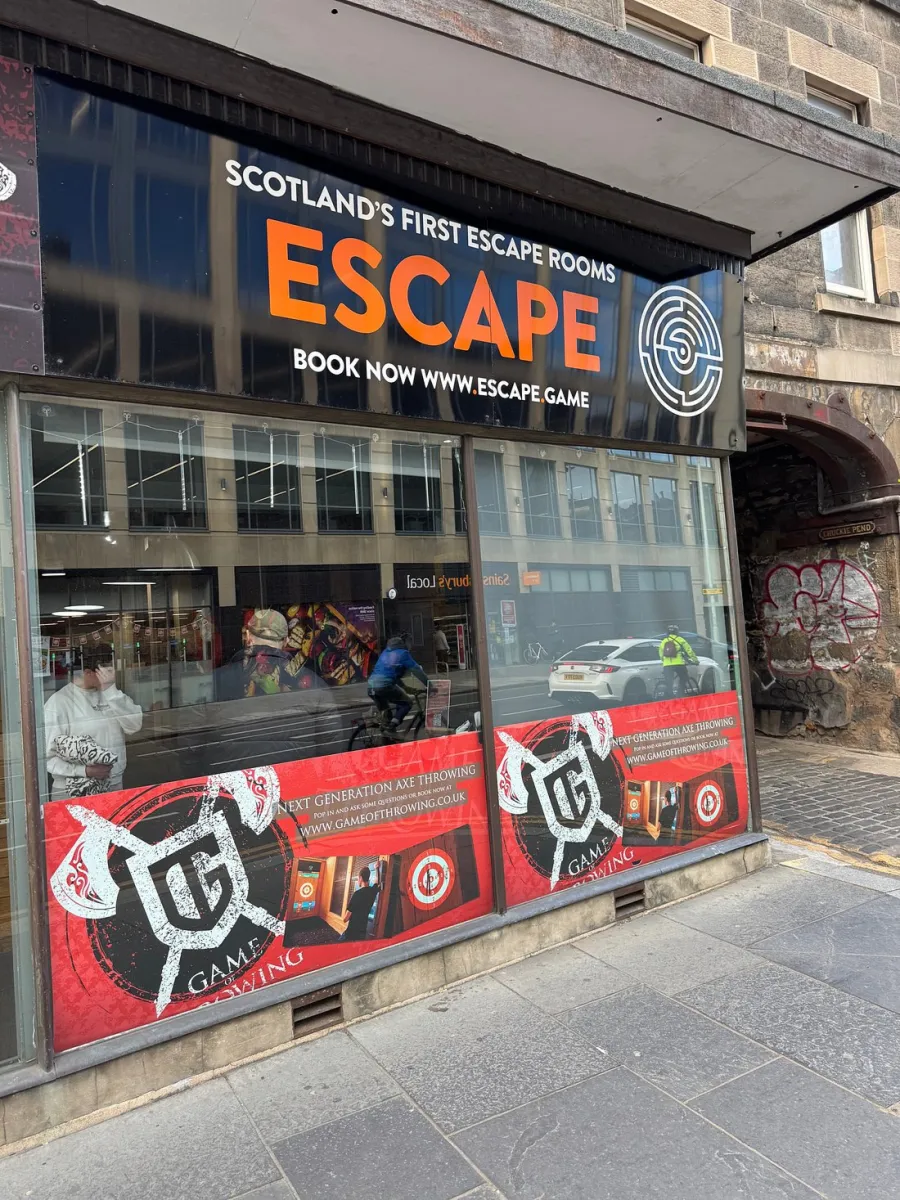 Storefront of Scotland's first escape rooms.