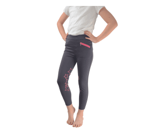 Hy Equestrian Stella Jr Riding Tights Grey/Pink