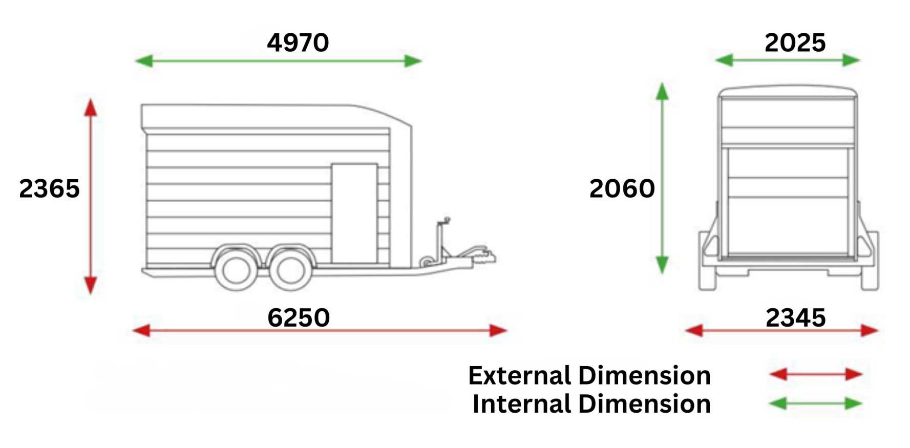 Dimensions diagram for Debon C1000 Car Transporter
