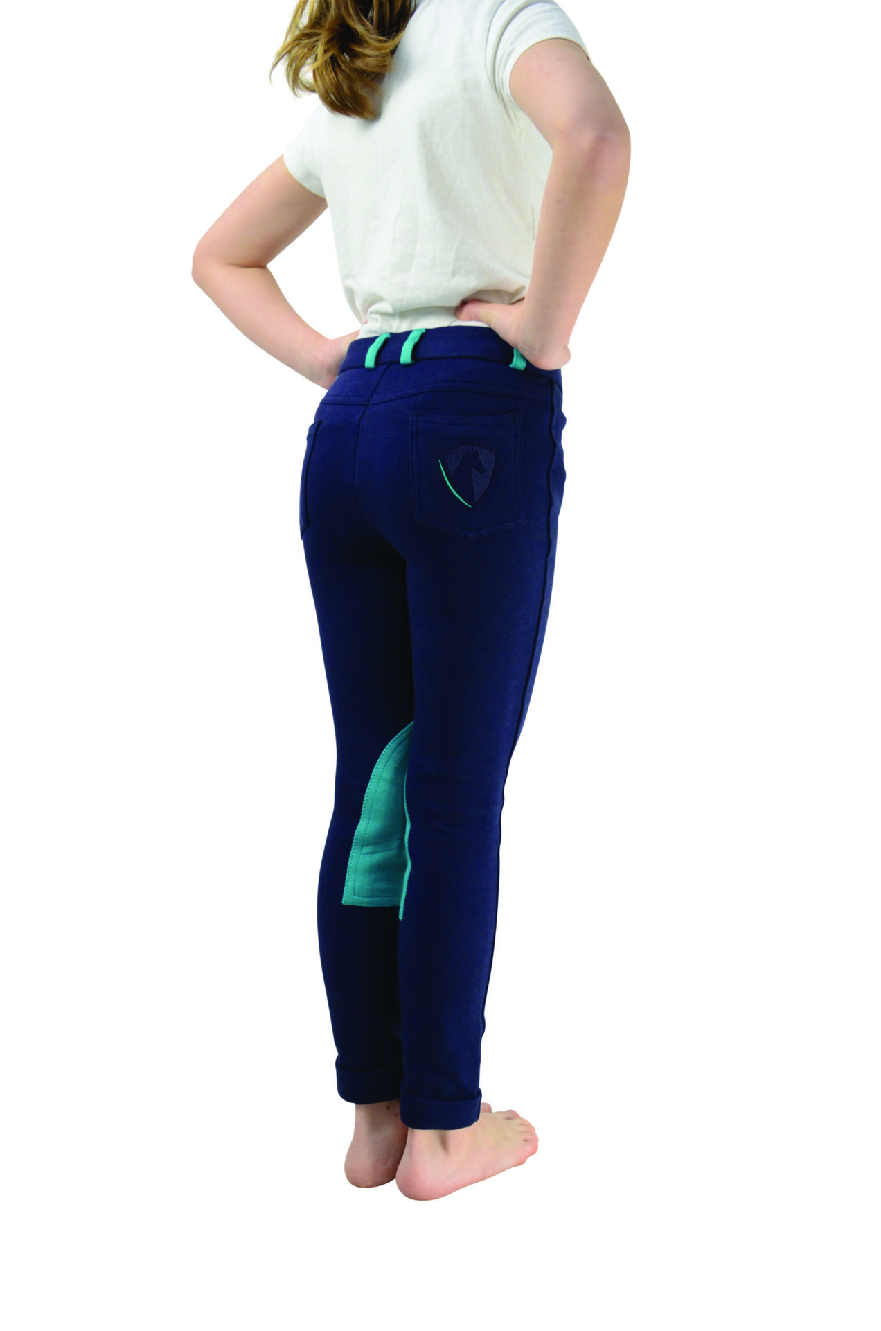 Hy Equestrian Belton Jr Jodphurs Navy/Teal - Image 2