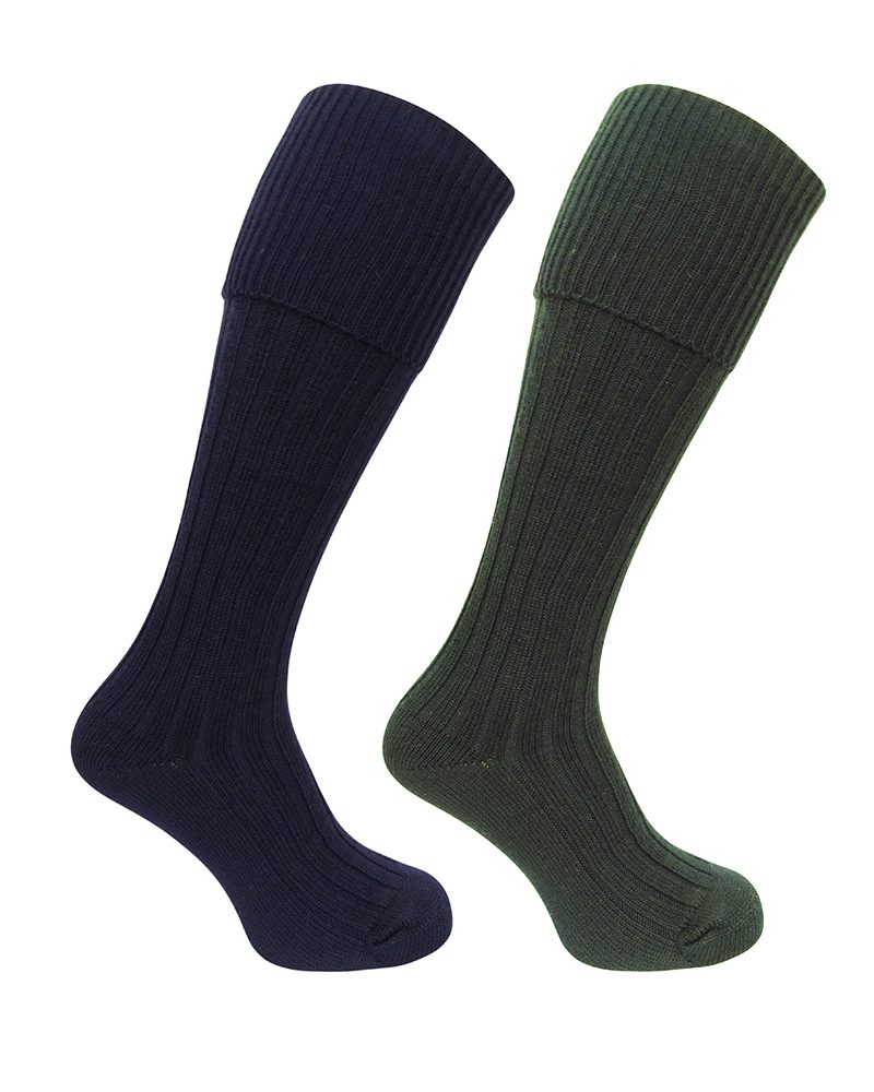 Hoggs of Fife Turnover Socks Twin Pk Olive/Navy