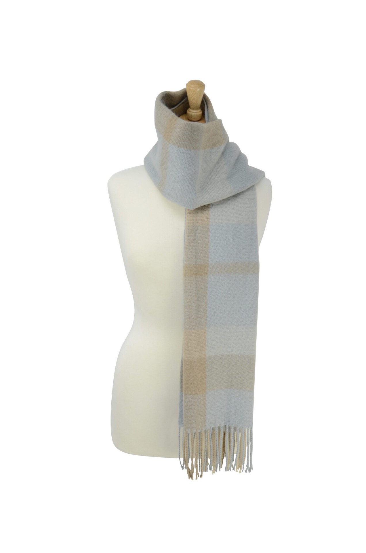 Hy Equestrian Supersoft Tartan Scarf Light Blue & Beige